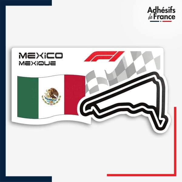 Sticker Formule 1 - Circuit F1 de Mexico avec drapeau du Mexique