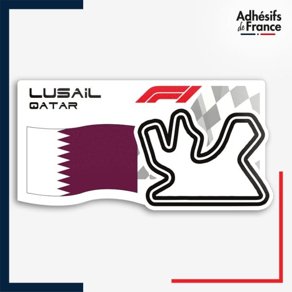 Sticker Formule 1 - Circuit F1 de Lusail avec drapeau du Qatar